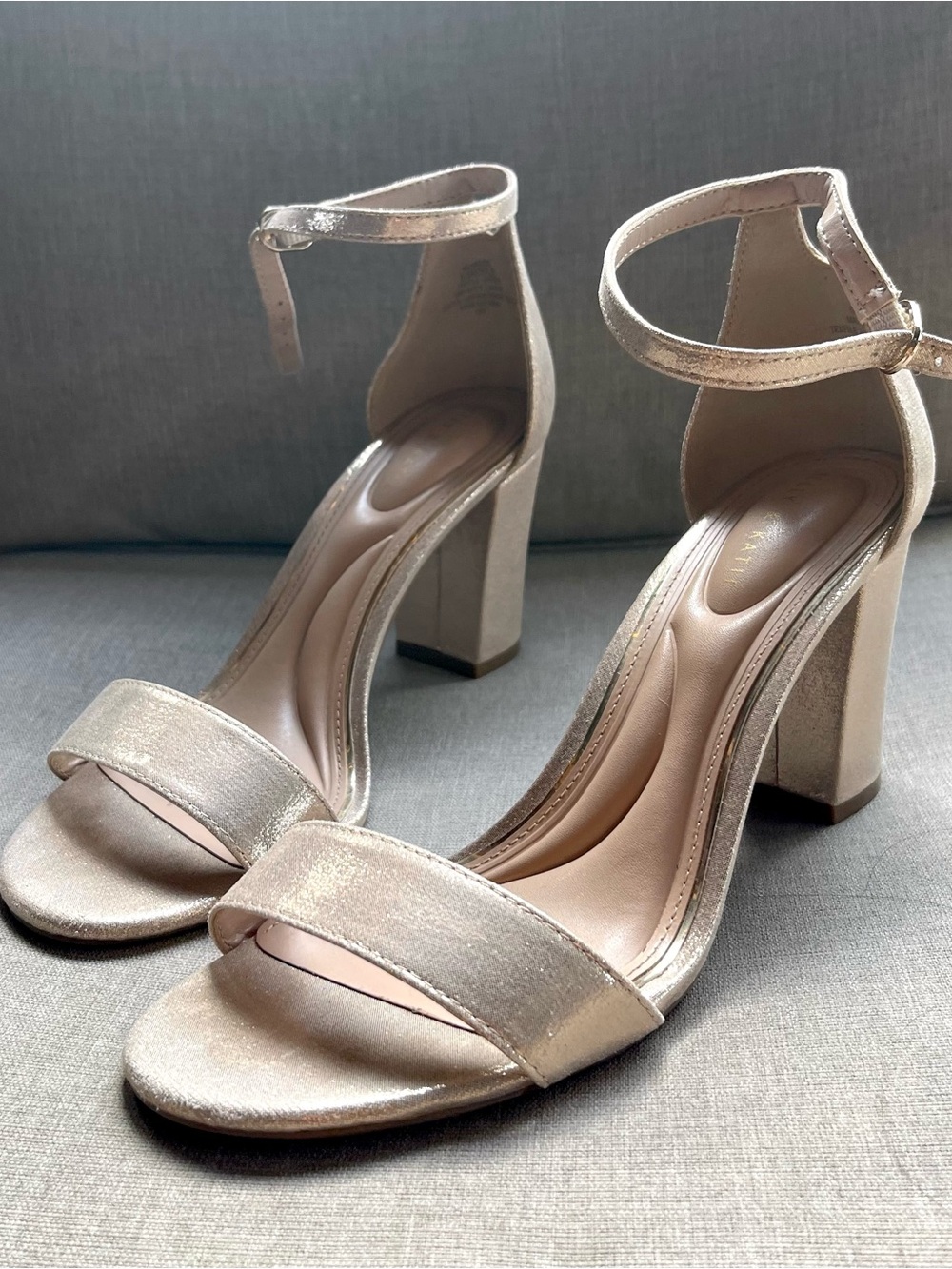 Metallic Champagne Block Heel